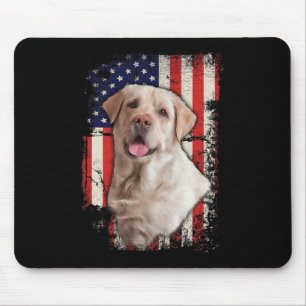 Yellow Labrador Labs Patriotic American Flag Dog 4 Mouse Pad
