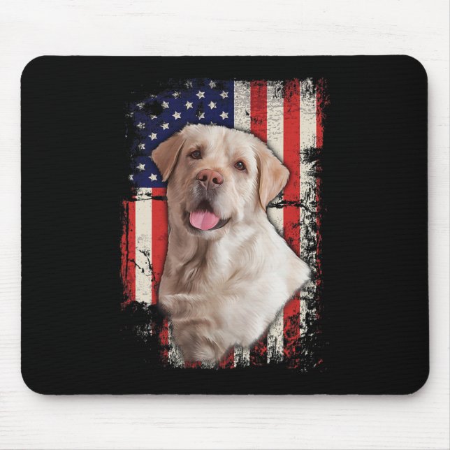 Yellow Labrador Labs Patriotic American Flag Dog 4 Mouse Pad (Front)