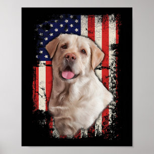 Yellow Labrador Labs Patriotic American Flag Dog 4 Poster