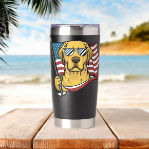 Yellow Labrador Labs Patriotic American Flag Insulated Tumbler