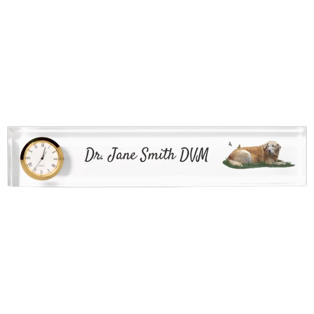 Yellow Labrador Mixed Breed Dog Desk Name Plate (Front)