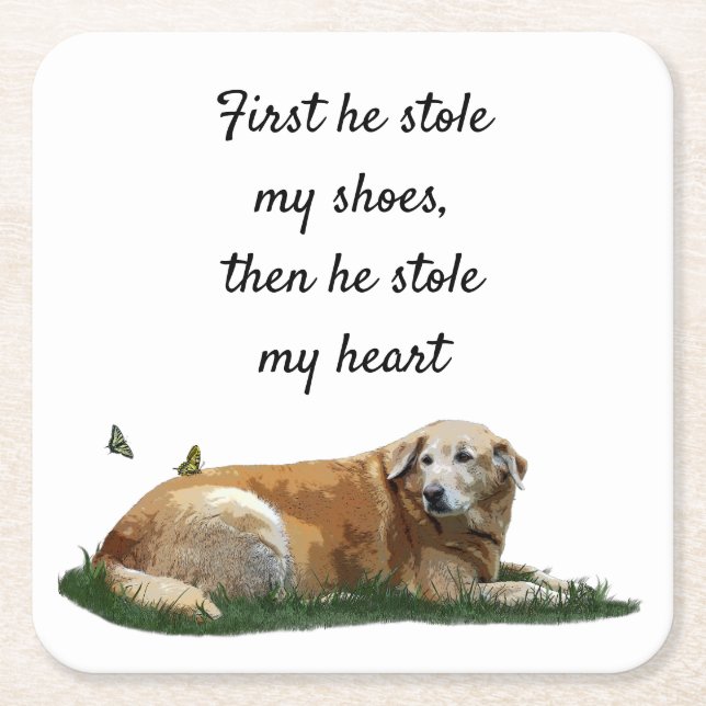 Yellow Labrador Mixed Breed Dog Paper Coaster (Front)