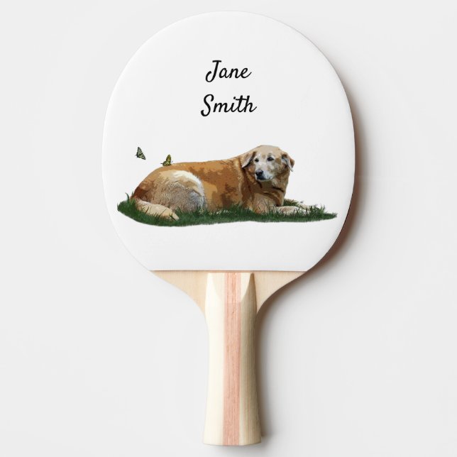 Yellow Labrador Mixed Breed Dog Ping Pong Paddle (Front)