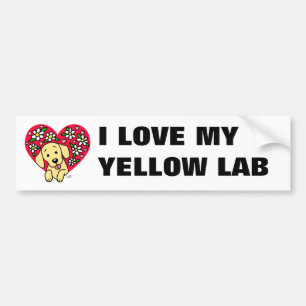 Yellow Labrador Mum Floral Heart Bumper Sticker