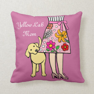 Yellow Labrador & Mum's Skirt Cartoon Cushion