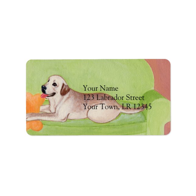 Yellow Labrador on the green couch Label (Front)