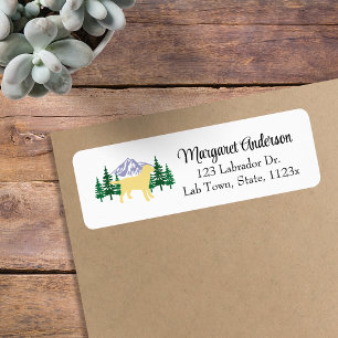 Yellow Labrador Outline Evergreen Return Address Label