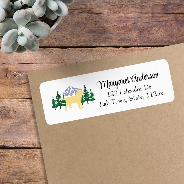 Yellow Labrador Outline Evergreen Return Address Label (Yellow Labrador Outline Evergreen Design Return Address Labels for Labrador Owners.  Dog Silhouette.)