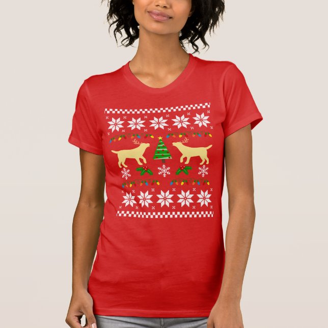 Yellow Labrador Outline Ugly Christmas Tee (Front)