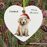 Yellow Labrador Personalised Dog Lover Christmas  Ceramic Ornament<br><div class="desc">If you're a yellow labrador retriever lover, then this holiday season, you'll definitely want to take a look at our festive collection of holiday cards and gifts. Featuring an adorable yellow lab sporting a Santa hat, our cards are sure to put a smile on the face of anyone who receives...</div>