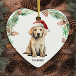 Yellow Labrador Personalized Dog Lover Christmas  Ceramic Ornament<br><div class="desc">If you're a yellow labrador retriever lover, then this holiday season, you'll definitely want to take a look at our festive collection of holiday cards and gifts. Featuring an adorable yellow lab sporting a Santa hat, our cards are sure to put a smile on the face of anyone who receives...</div>