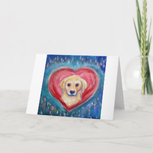 Yellow Labrador Pup Love Heart Valentine Holiday Card