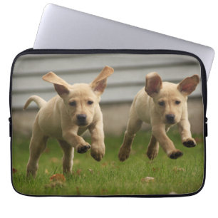 Yellow Labrador Puppies Running Laptop Sleeve