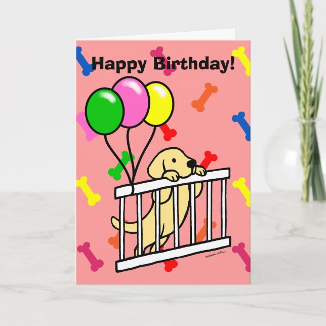 Yellow Labrador Puppy Cartoon Card (Front)