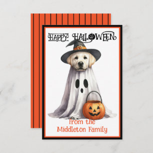 Yellow Labrador Puppy Dog Happy Halloween Card