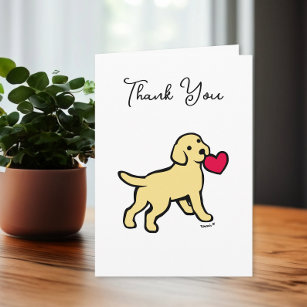 Yellow Labrador Puppy with a Heart Thank You Card