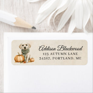 Yellow Labrador Puppy with a Pumpkin Return Address Label
