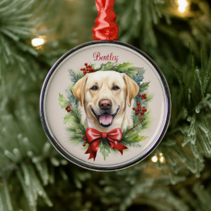 Yellow Labrador Retreiver Christmas Pet Memorial Metal Ornament