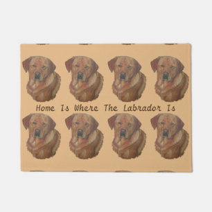 yellow labrador retreiver dog portrait fun slogan doormat