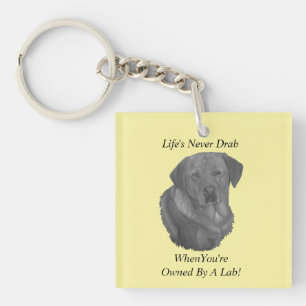 yellow labrador retreiver dog portrait fun slogan key ring