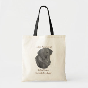 yellow labrador retreiver dog portrait fun slogan tote bag