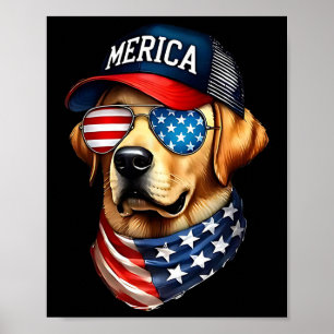 Yellow Labrador Retriever 4th Of July Merica Usa F Poster