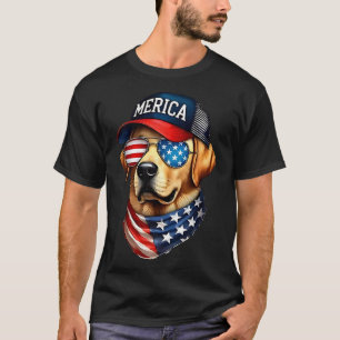 Yellow Labrador Retriever 4th Of July Merica Usa F T-Shirt