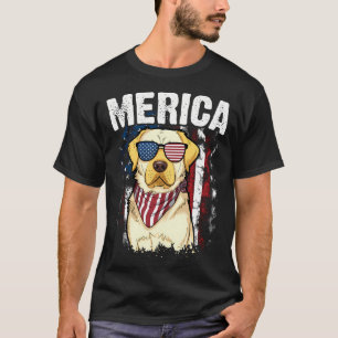 Yellow Labrador Retriever 4Th Of July Merica Usa T-Shirt