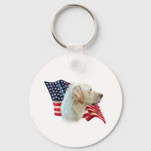 Yellow Labrador Retriever American Flag,  Key Ring