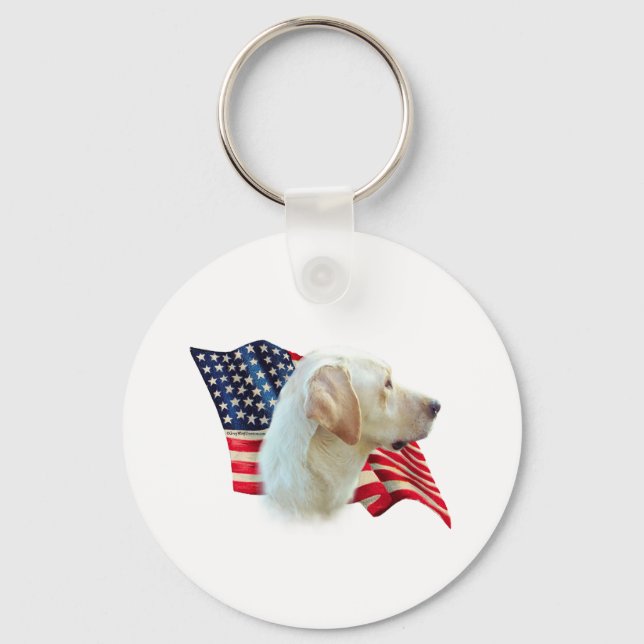 Yellow Labrador Retriever American Flag,  Key Ring (Front)