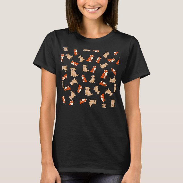 Yellow Labrador Retriever And Red Fox Pattern T-Shirt (Front)