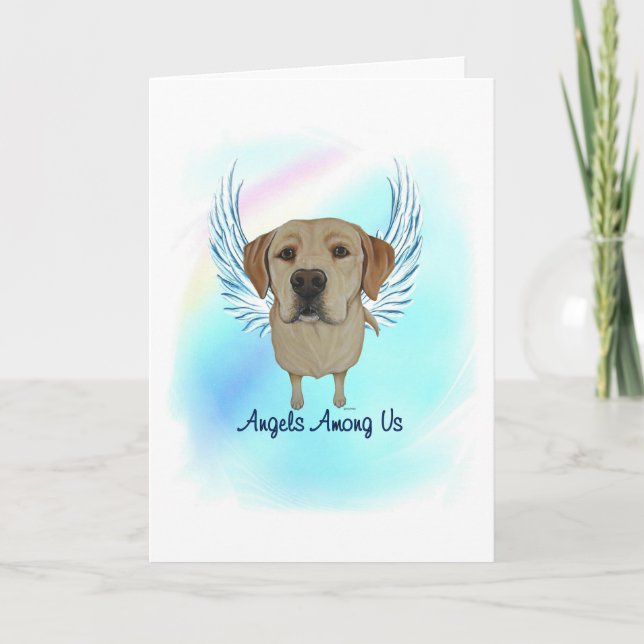 Yellow Labrador Retriever Angel Dog Pet Loss Thank You Card (Front)