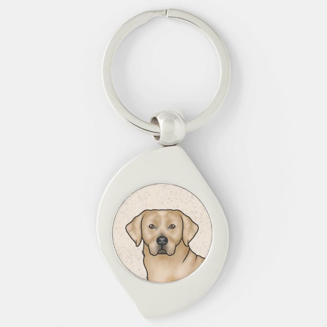Yellow Labrador Retriever Art Cute Lab Dog Head Key Ring (Front)