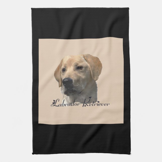 Yellow Labrador Retriever Art Gifts Tea Towel (Vertical)