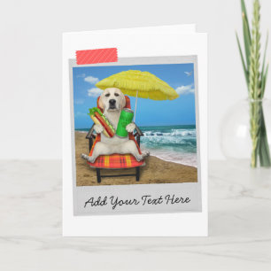 Yellow Labrador Retriever Beach Beer Card
