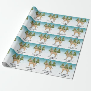Yellow Labrador Retriever Blue Winter Custom Text Wrapping Paper