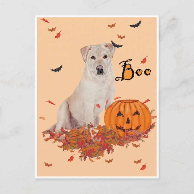 Yellow Labrador Retriever Boo! Postcard (Front)