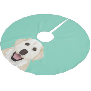 yellow labrador retriever cartoon brushed polyester tree skirt