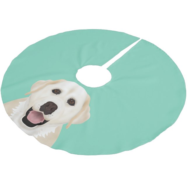 yellow labrador retriever cartoon brushed polyester tree skirt (Angled)