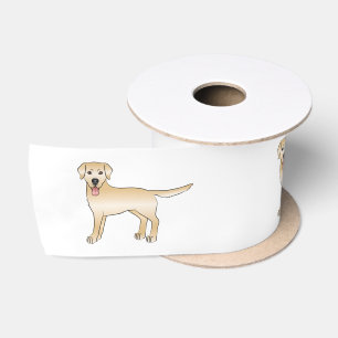 Yellow Labrador Retriever Cartoon Dog Illustration Satin Ribbon