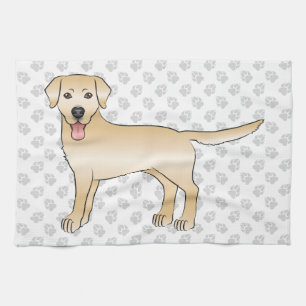 Yellow Labrador Retriever Cartoon Dog Illustration Tea Towel