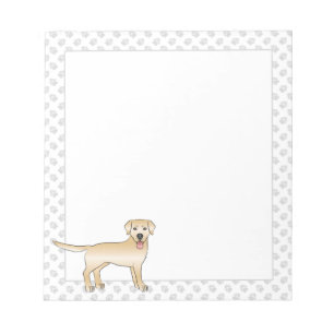 Yellow Labrador Retriever Cartoon Dog & Paws Notepad
