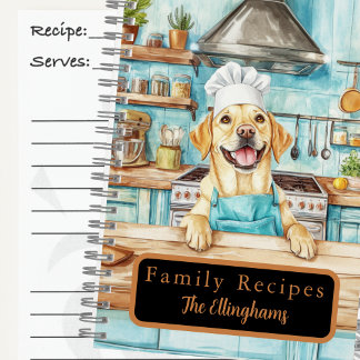 Yellow Labrador Retriever Chef Spiral Recipe Book