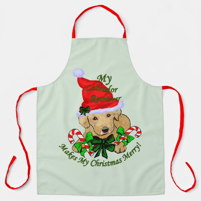 Yellow Labrador Retriever Christmas Gifts Apron (Front)