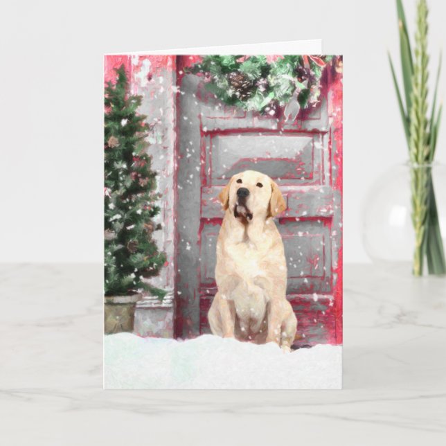 Yellow Labrador Retriever Christmas Greeting Cards (Front)