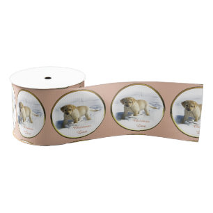 Yellow Labrador Retriever Christmas Grosgrain Ribbon