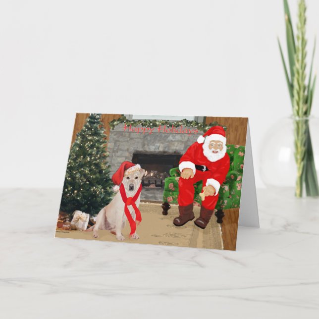 Yellow Labrador Retriever Christmas Holiday Card (Front)