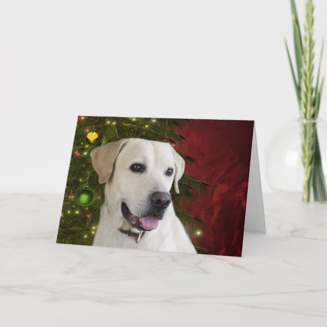 Yellow labrador retriever Christmas Holiday Card (Front)