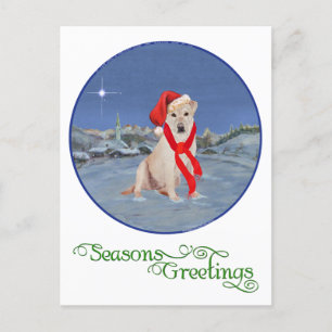 Yellow Labrador Retriever Christmas Holiday Postcard