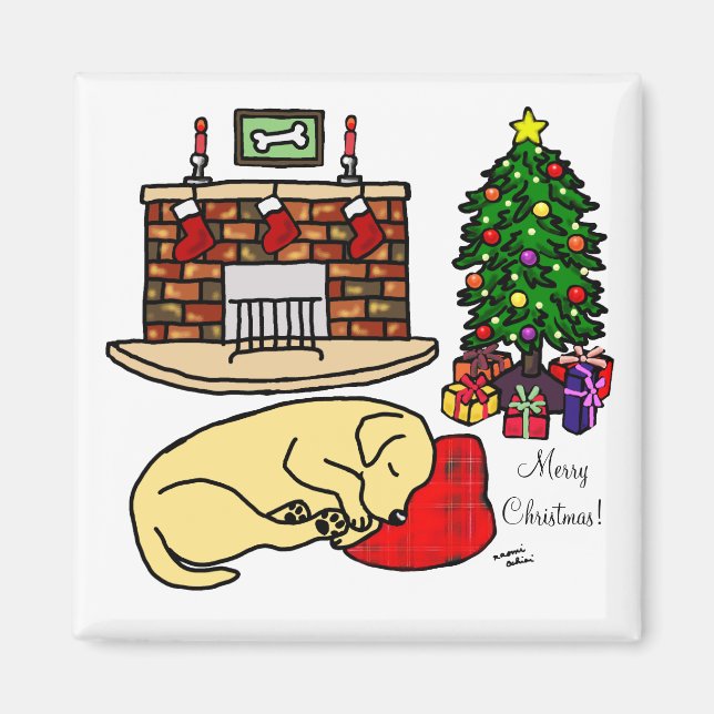 Yellow Labrador Retriever Christmas Magnets (Front)